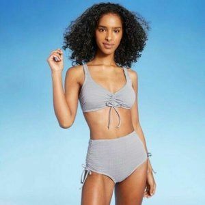 Kona Sol Bikini Junior Size XL 16-18 Top Large 14-16 High Wai2 PC Swim Suit Blue
